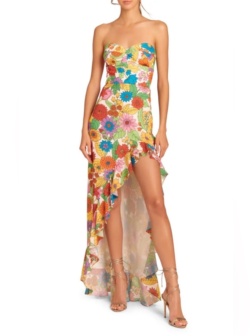 Amanda Uprichard X REVOLVE Eden Gown Juniper Floral Dress Size Large Retro